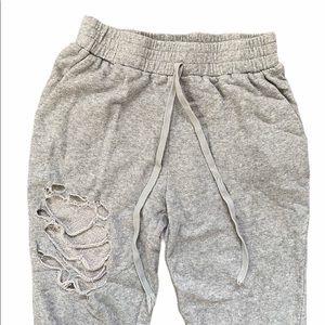 Fashion Nova Gray Distressed High Waist Joggers